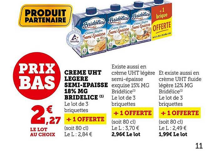 crème uht légère semi-épaisse 18% mg bridélice