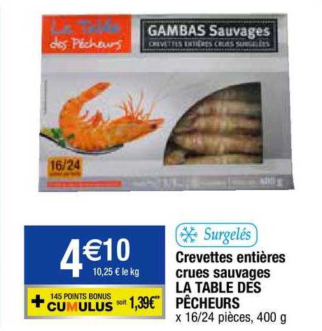 crevettes entières crues sauvages la table des pêcheurs