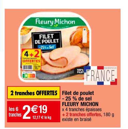 filet de poulet -25% de sel fleury michon
