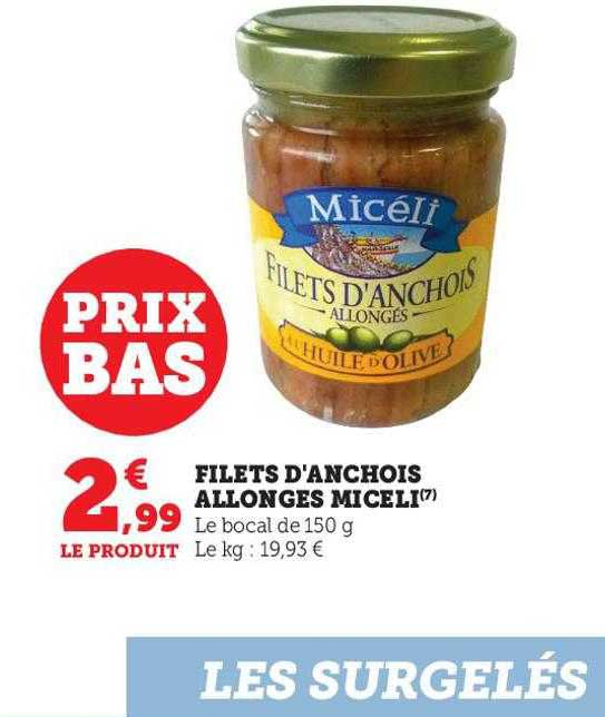 filets d'anchois allongés miceli