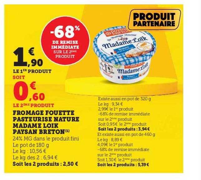 fromage fouette pasteurisé nature madame loïk paysan breton