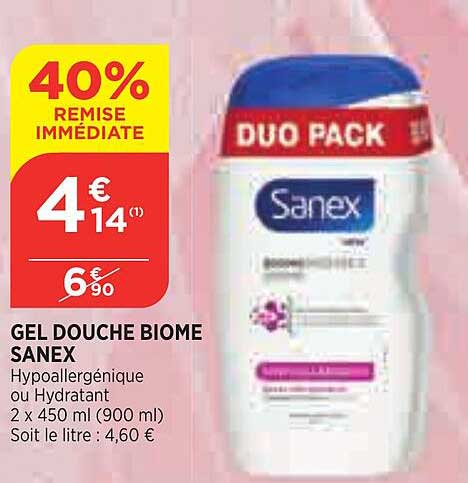 gel douche biome sanex