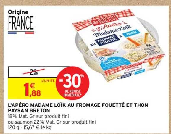 l'apéro madame loïk au fromage fouetté et thon paysan breton