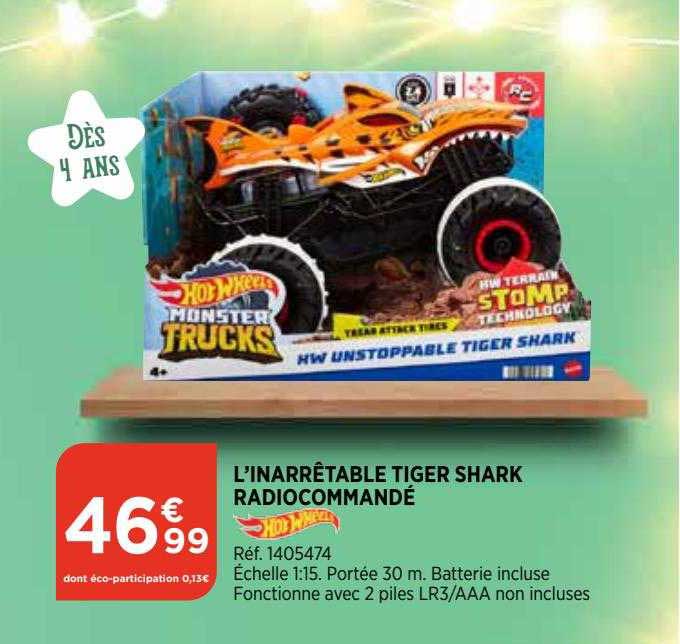 l'inarrêtable tiger shark radiocommandé hot wheels