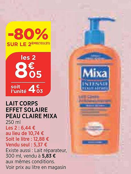 Lait Corps Effet Solaire Peau Claire Mixa