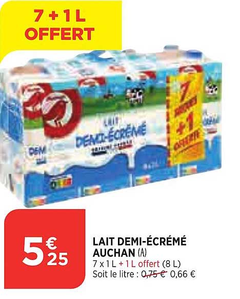 lait demi-écrémé auchan