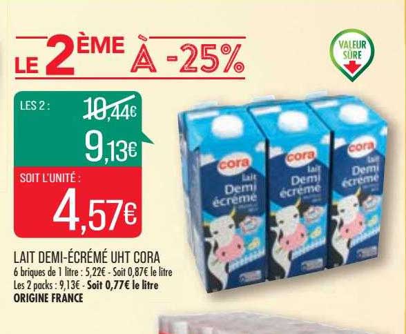 lait demi-écrémé uht cora