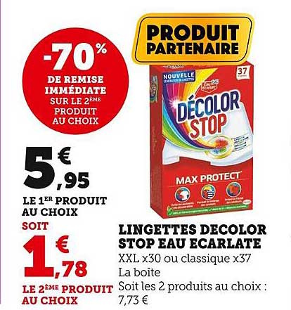 lingettes décolor stop eau écarlate