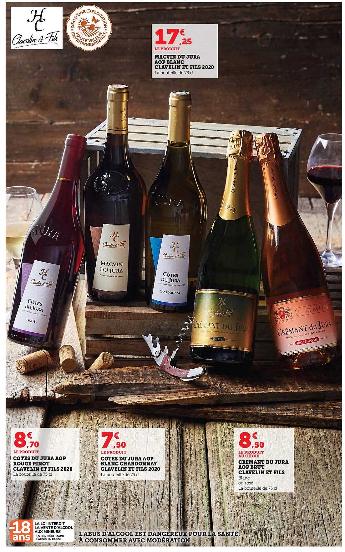 macvin du jura aop blanc clavelin et fils 2020, côtes du jura aop rouge pinot clavelin et fils 2020, côtes du jura aop blanc chardonnay clavelin et fils 2020, crémant du jura aop brut clavelin et fils