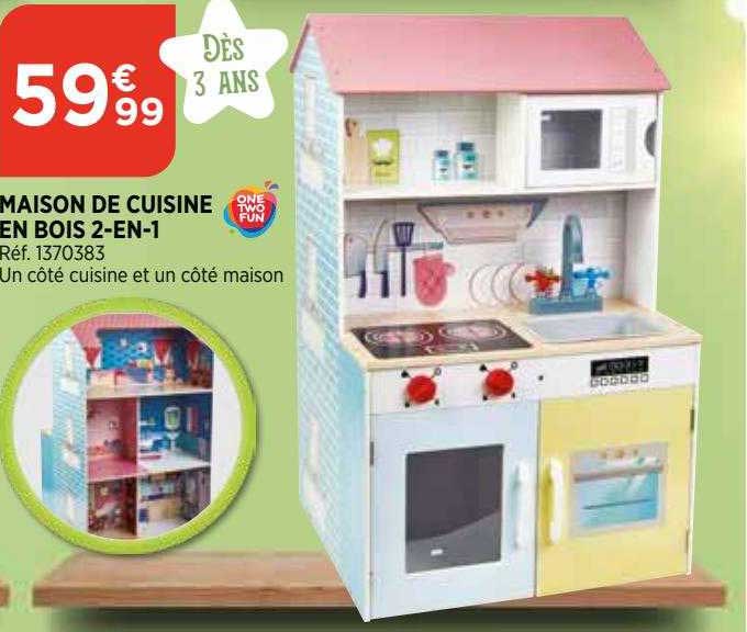 maison de cuisine en bois 2-en-1 one two fun