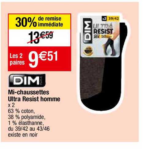 mi-chaussettes ultra resist homme dim paris