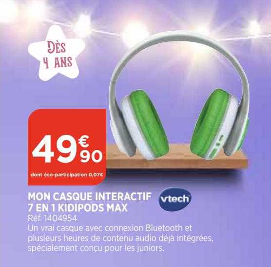 mon casque interactif 7 en 1 kidipods max vtech