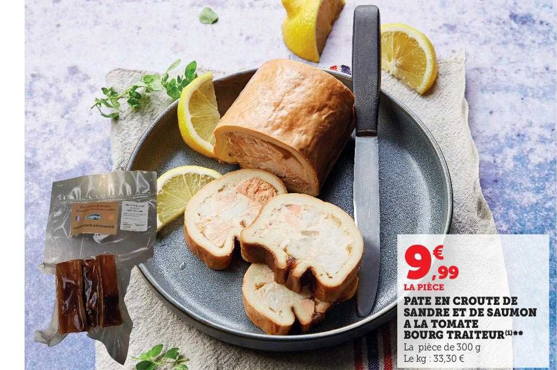 pâte en croûte de sandre et de saumon à la tomate bourg traiteur