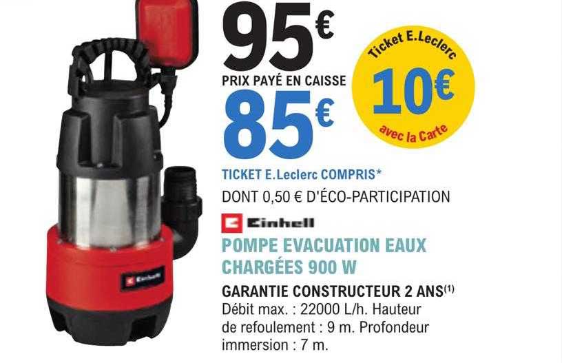 pompe évacuation eaux chargées 900 w einhell