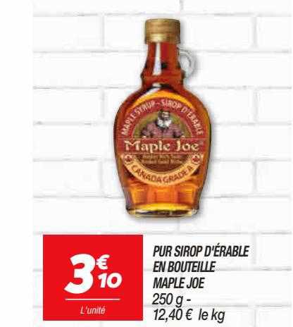 pur sirop d'érable en bouteille maple joe