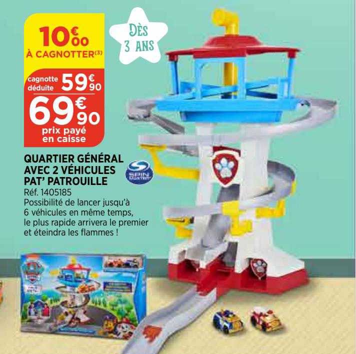 quartier général avec 2 véhicules pat'patrouille spin master