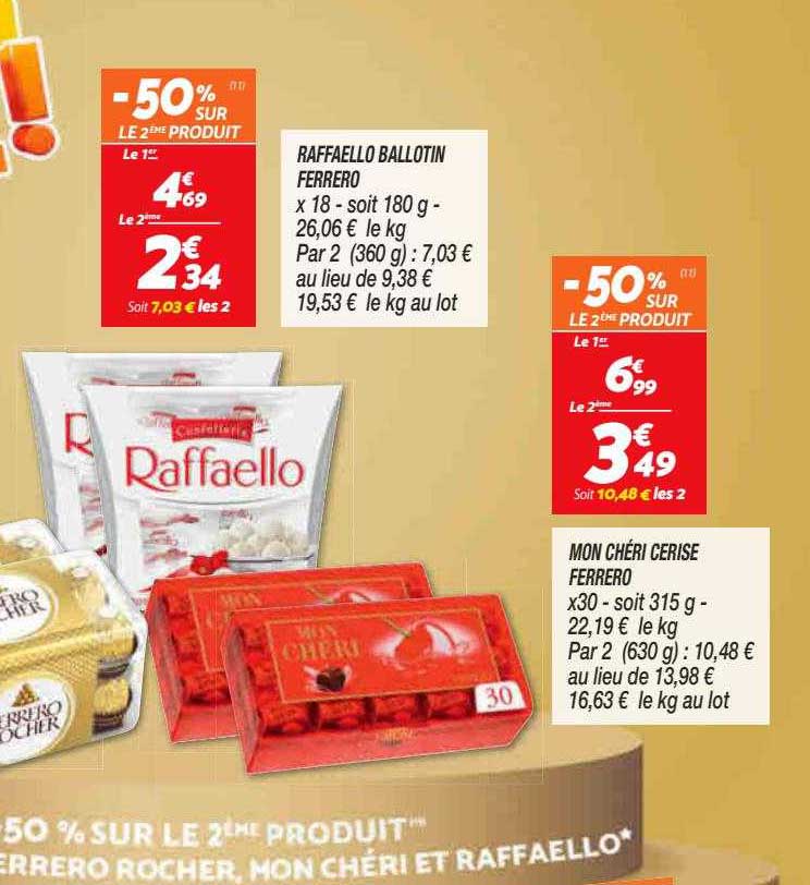 raffaello ballotin ferrero, mon chéri cerise ferrero