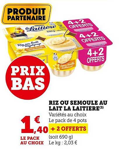 Riz Ou Semoule Au Lait La Laitière