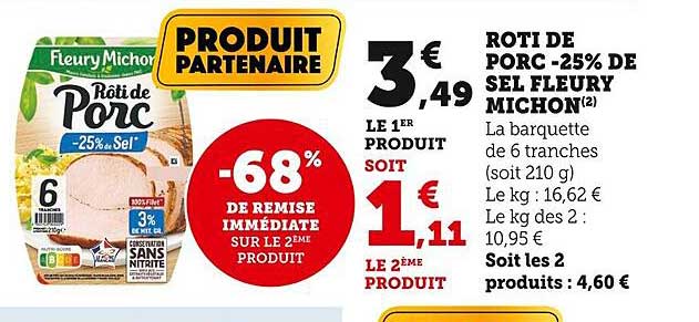 rôti de porc -25% de sel fleury michon