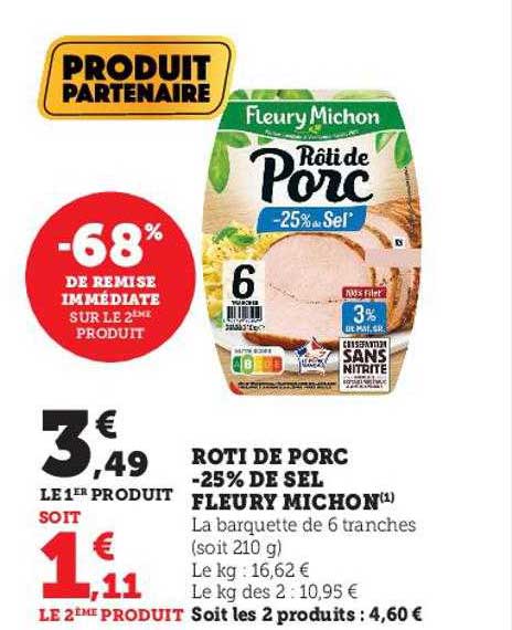 rôti de porc -25% de sel fleury michon