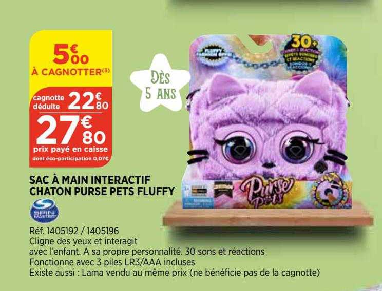 sac à main interactif chaton purse pets fluffy spin master