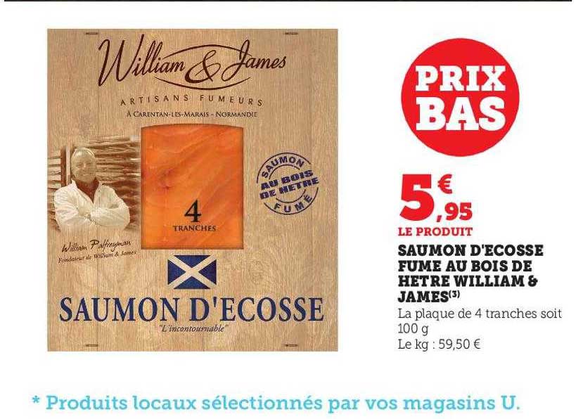 saumon d'écosse fumé au bois de hêtre william & james