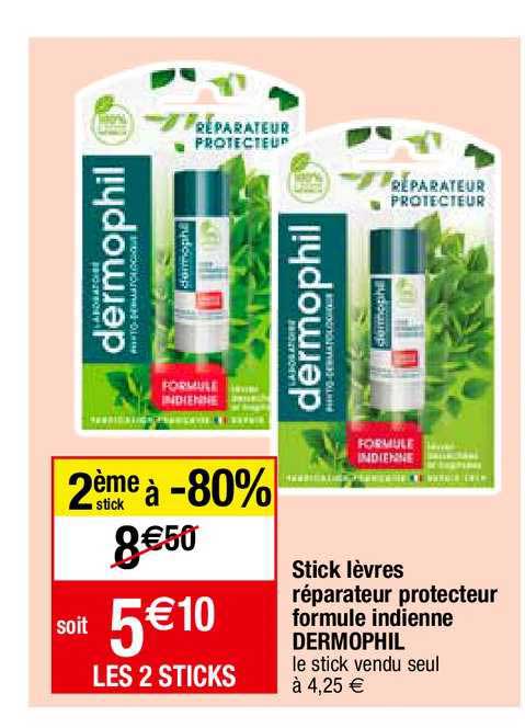 stick lèvres réparateur protecteur formule indienne dermophil