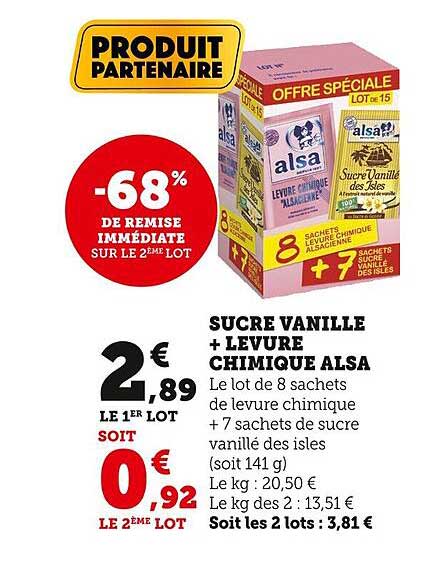 sucre vanille + levure chimique alsa
