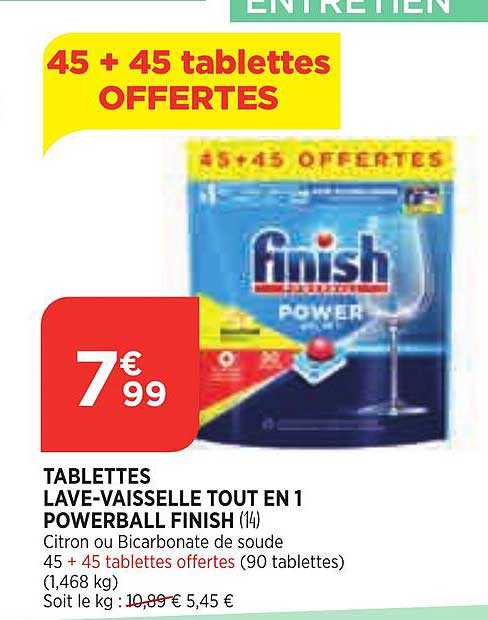 tablettes lave-vaisselle tout en 1 powerball finish