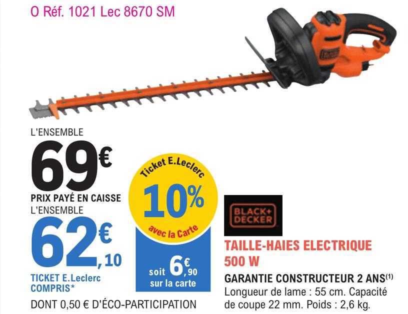 taille-haies électrique 500 w  black + decker