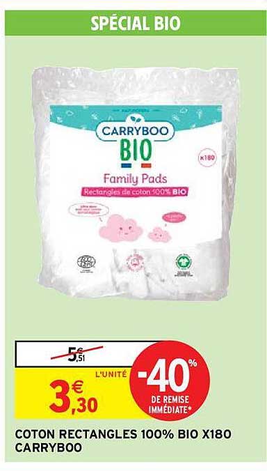 -40% de remise immédiate coton rectangules 100% bio x180 carryboo