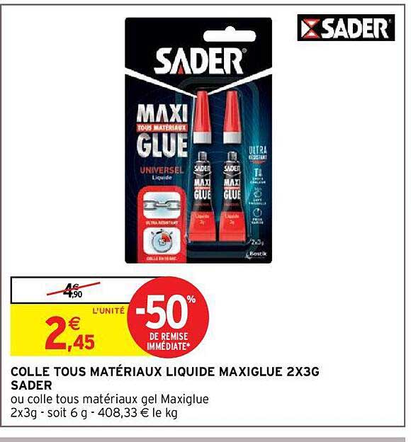 -50% De Remise Immédiate Colle Tous Matériaux Liquide Maxiglue 2x3g Sader