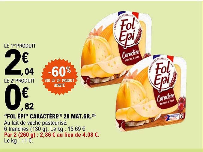 "fol épi" caractère 29 mat. gr. -60% sur le 2e produit acheté