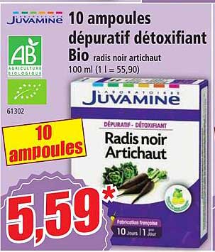 10 ampoules dépuratif détoxifiant bio juvamine