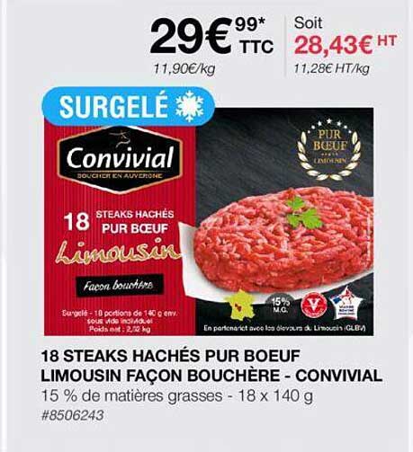 18 steaks hachés  pur boeuf  limousin  façon  bouchère - convivial