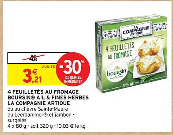 4 feuilletés au fromage boursin ail & fines herbes la compagnie artique