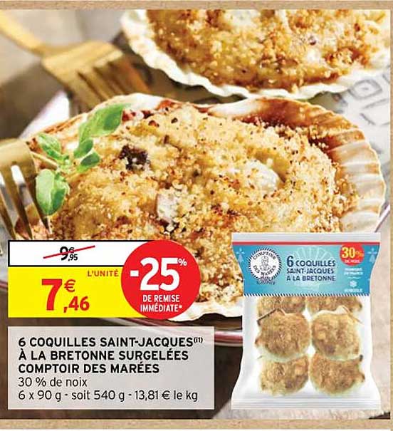 6 coquilles saint-jacques a la bretonne surgelees comtoir des marees