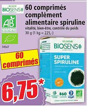 60 comprimés complément alimentaire spiruline