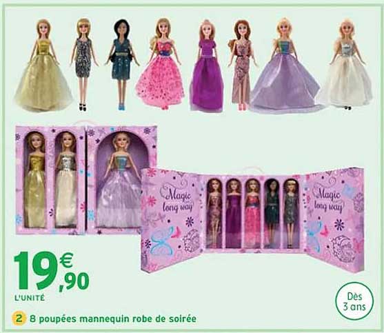 8 Poupées Mannequin Robe De Soirée