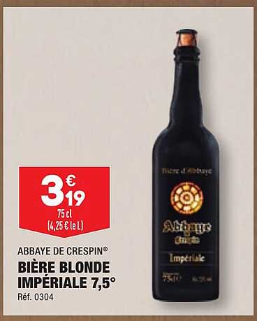 abbaye de crespin bière blonde impériale 7.5°