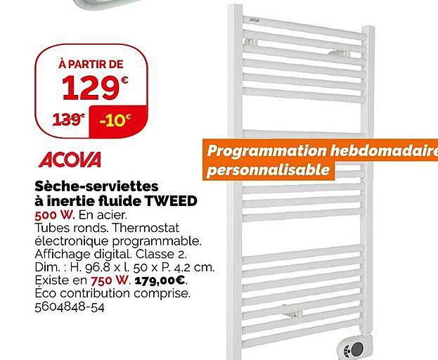acova sèche-serviettes à inertie fluide tweed