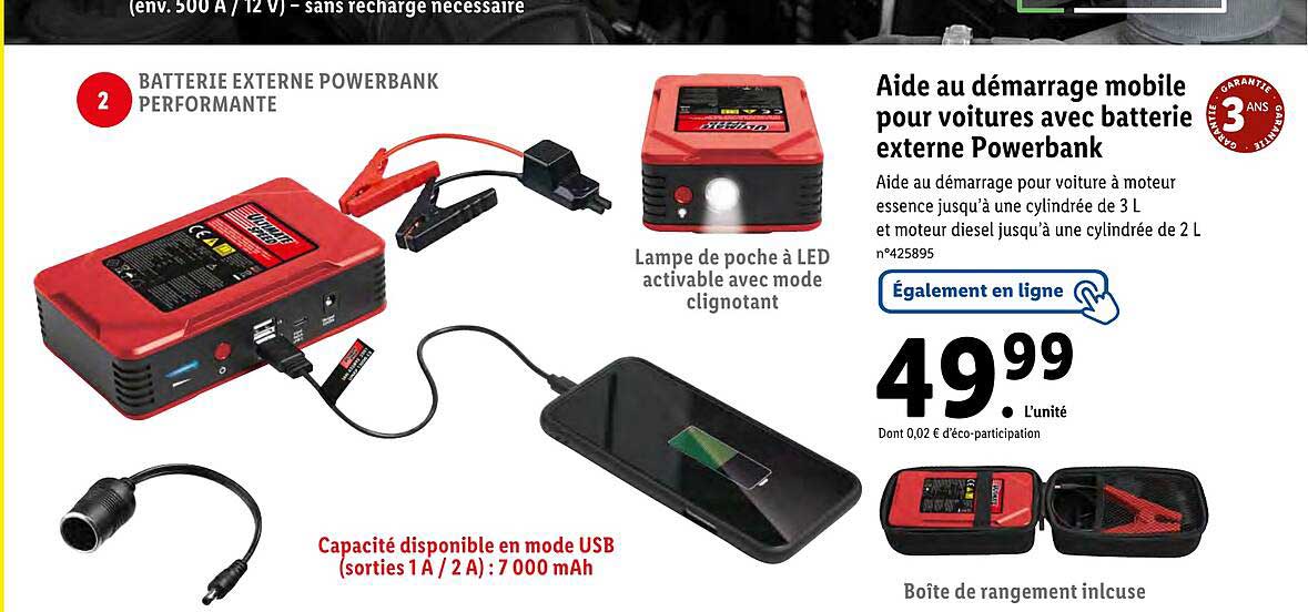Aide Au Démarrage Mobile Pour Voitures Avec Batterie Externe Powerbank