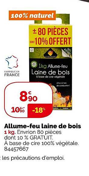 allume-feu laine de bois
