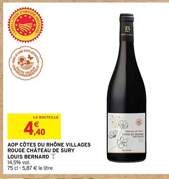 aop côtes du rhône villages rouge château de sury louis bernard