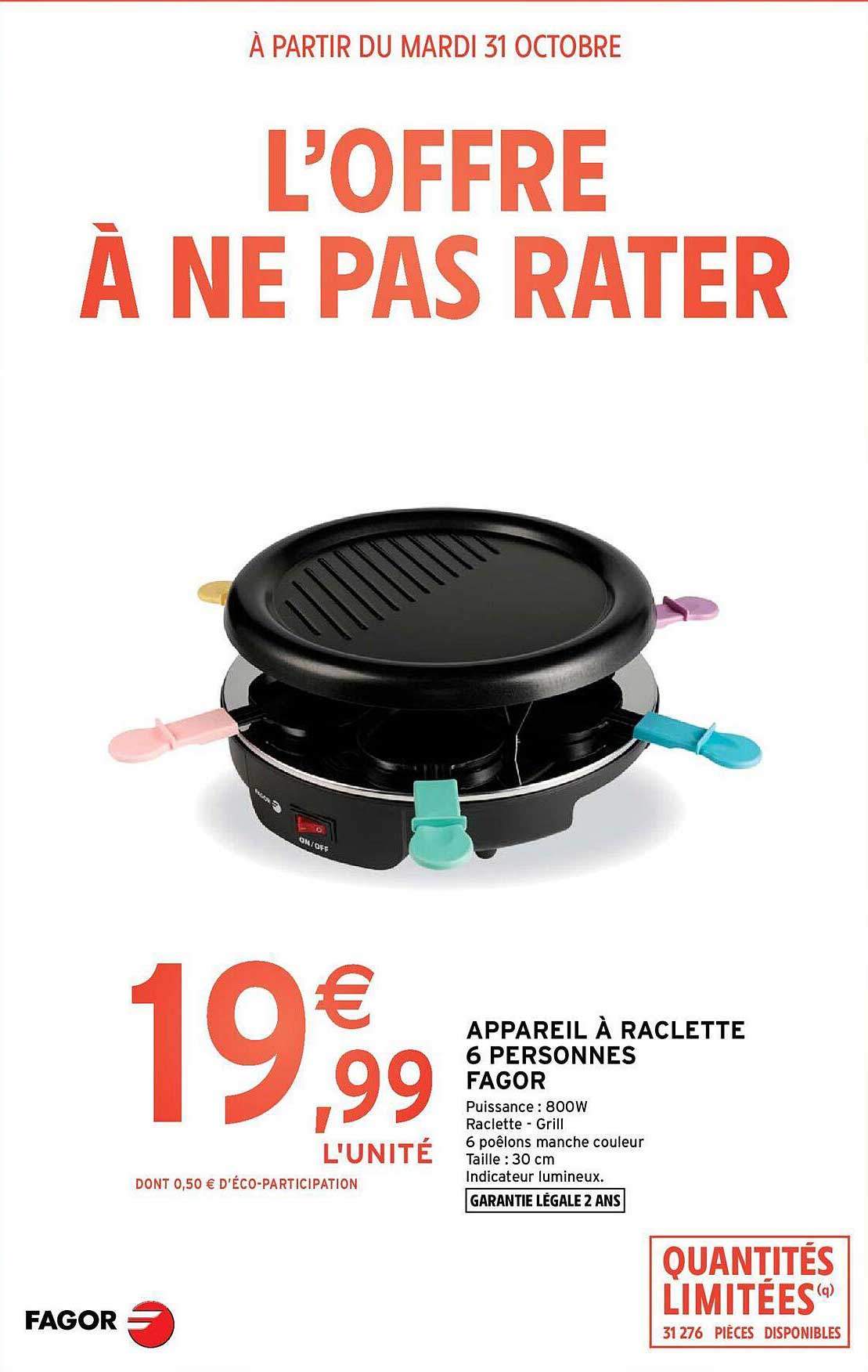appareil à raclette 6 personne fagor