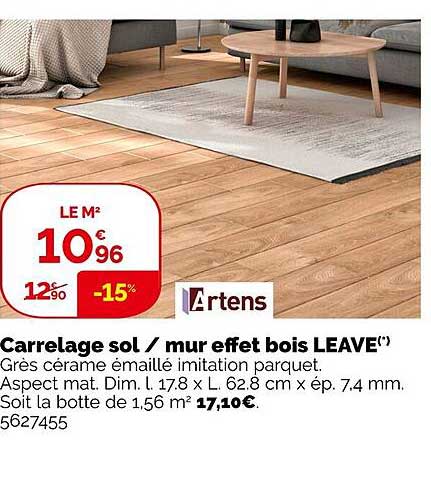 artens carrelage sol ou mur effet bois leave