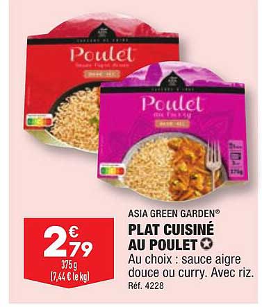 asia green garden plat cuisiné au poulet