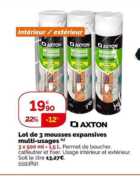 axton lot de 3 mousses expansives multi-usages