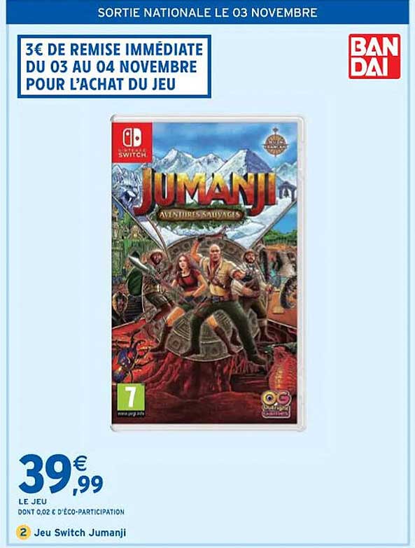 ban dai jeu switch jumanji