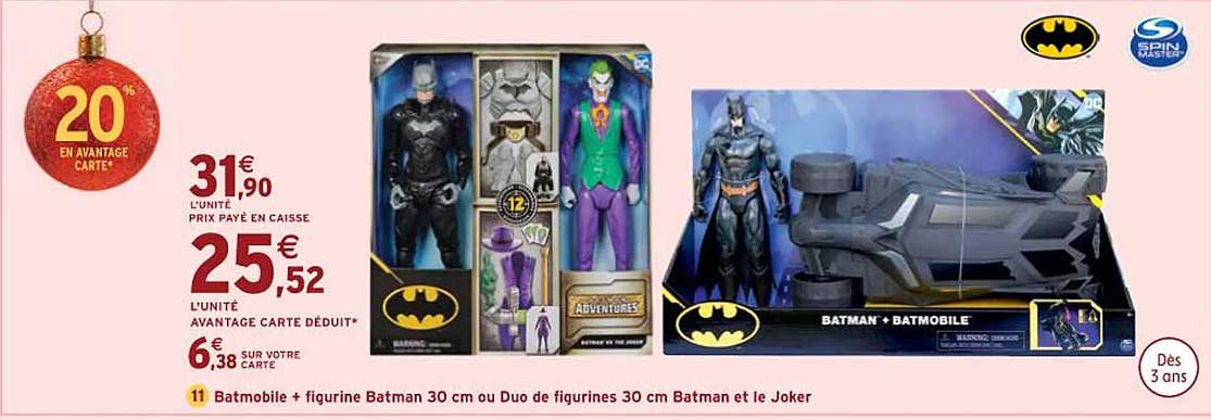 batmobile + figurine batman 30 cm ou duo de figurines 30 cm batman et le joker